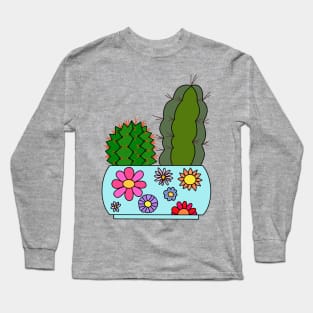 Cute Cactus Design #116: Cacti Arrangement In Floral Pot Long Sleeve T-Shirt